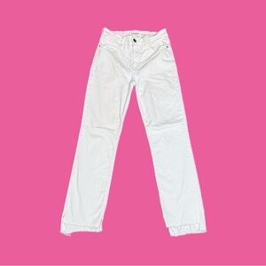 FRAME Denim White Le High Straight Leg Jeans Raw Hem Sz 26